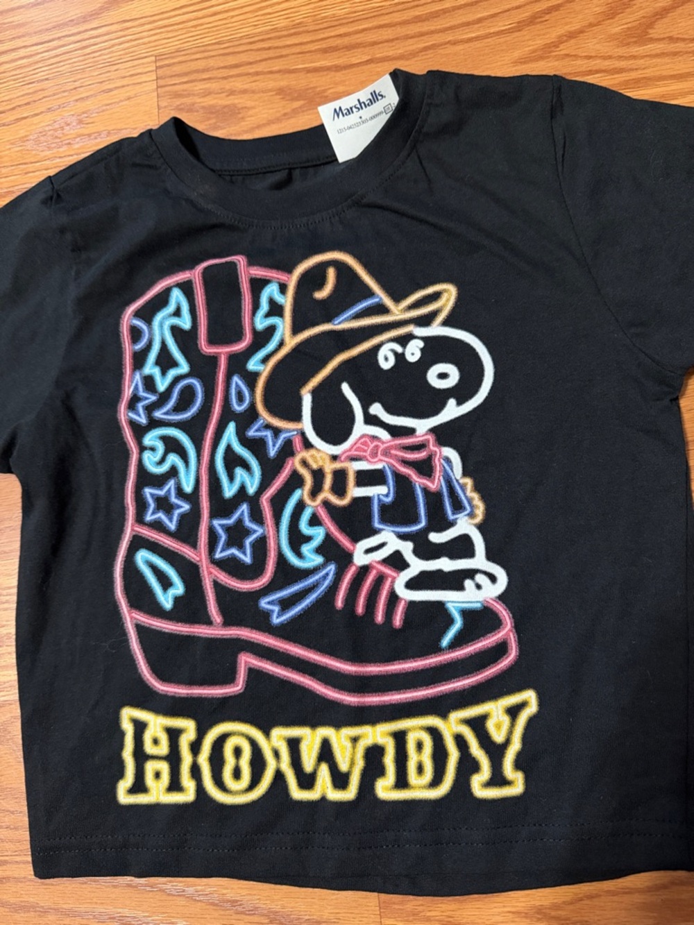 Peanuts Snoopy Black Neon Cowboy T-Shirt Large - Picture 2 of 3
